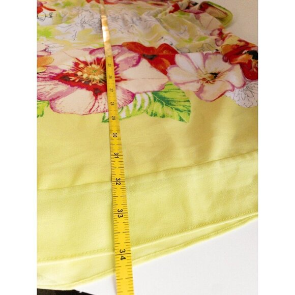 BCBG Maxazria Floral Print Yellow Tunic Dress XS/S Lightweight Lined - Picture 10 of 10